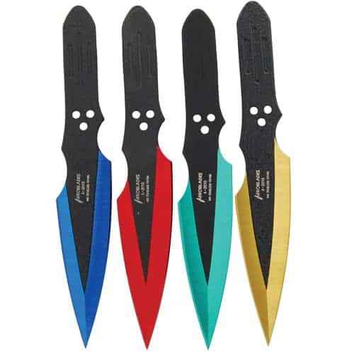 Throwing Knives 4 Piece Assorted Colors - Blue, Red, Gold, Green - Image 2
