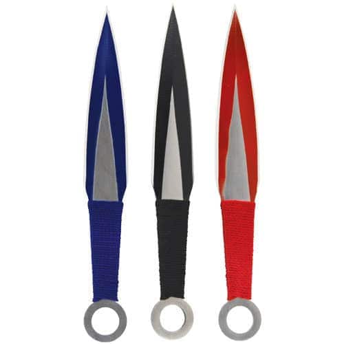 3 Piece Throwing Knife Assorted Color - Black, Blue, Red - Image 2