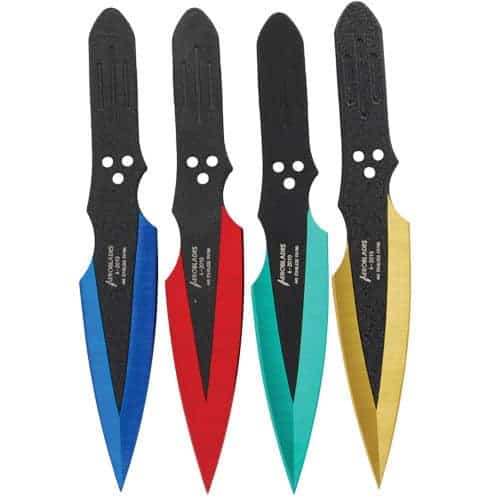 Throwing Knives 4 Piece Assorted Colors - Blue, Red, Gold, Green - Image 2