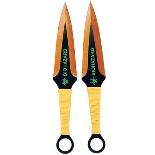 2 Piece Throwing Knife Black/Gold Color BioHazard - Image 3