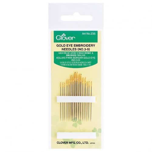 Clover Gold Eye Embrodiery Needles - No 3-9