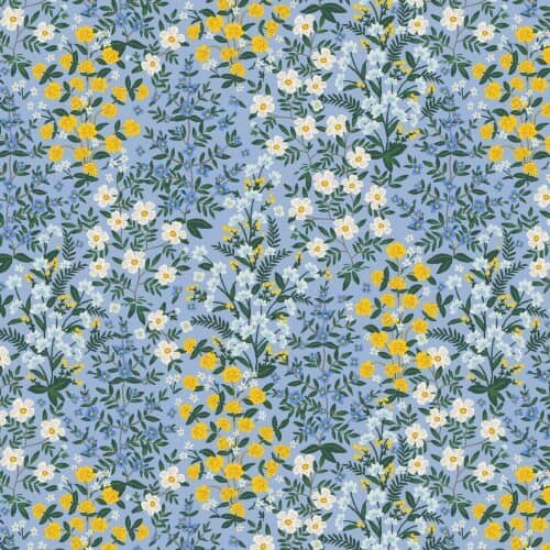 Rifle Paper Co - Wildwood Garden Blue Canvas -Sold by the half metre