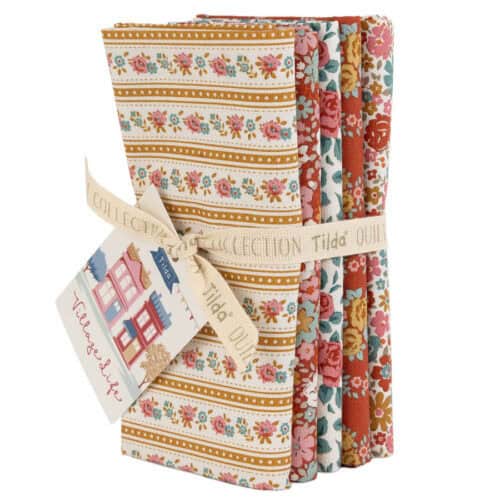 Tilda Village Life Fat Quarter Bundle - Rust/Orche - 5 Pieces