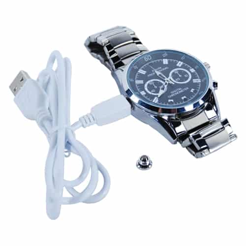 HD Hidden Watch Camera with Built-In DVR, Silver Case and Silver Band - Image 3