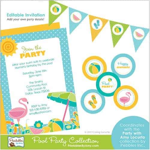 Pool Party Printable Collection by PrintablesByAmy.com