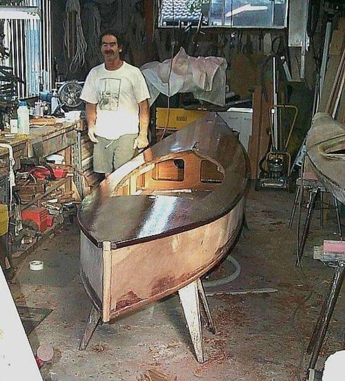 Building stages of simple plywood Beth Sailing Canoe - storerboatplans.com