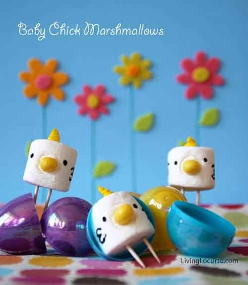 Baby Chick Marshmallows Cute Party Food | Free Printable Easter Card