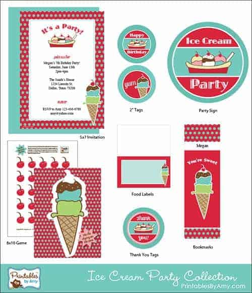 Ice Cream Party Printable Collection PrintablesByAmy.com