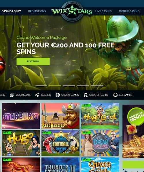 Wixstars Casino free spins bonus