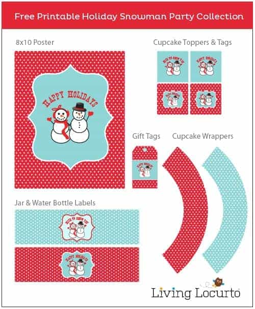 Plan a Holiday party with Free Snowman Party Printables, Gift Tags and a cute craft to make your celebration more festive this Christmas season! by @livinglocurto