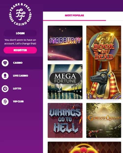 FrankFred gratis spins