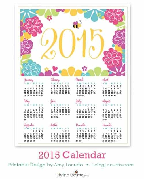 2015 Printable Calendars - Pretty desktop calendar from LivingLocurto.com