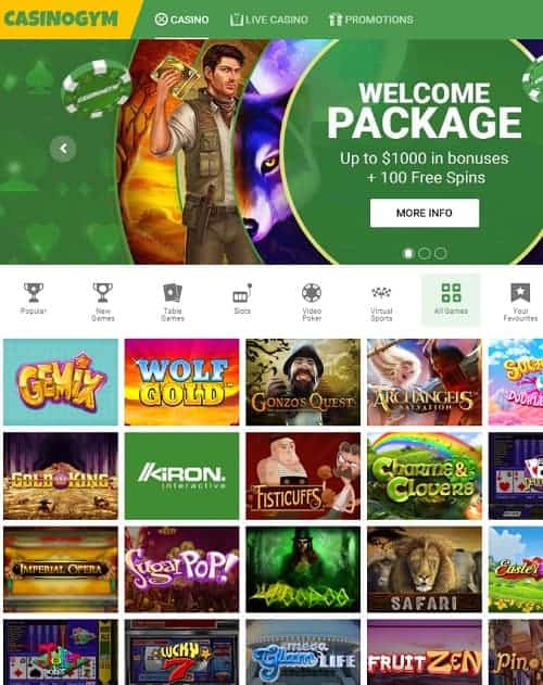 CasinoGym.com Free Spins Bonus