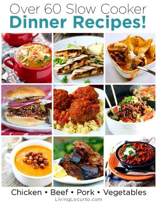 60 Delicious Slow Cooker Recipes! Great meal ideas for dinner. LivingLocurto.com