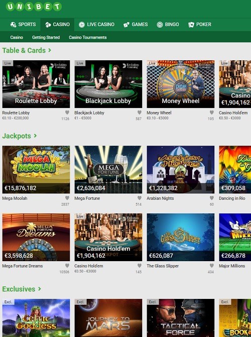 Unibet Casino [register & login] 100% bonus + €25 free bet + free spins