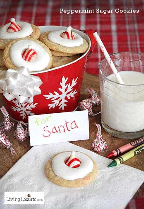 Peppermint Sugar Cookie Recipe - Delicious cookies that look like Santa Hats! LivingLocurto.com