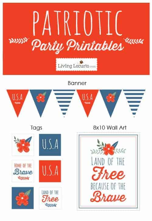 4th of July Patriotic Party Printables. LivingLocurto.com