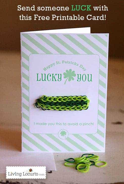 Rainbow Loom Bracelet St. Patricks Day Card {Free Printable}