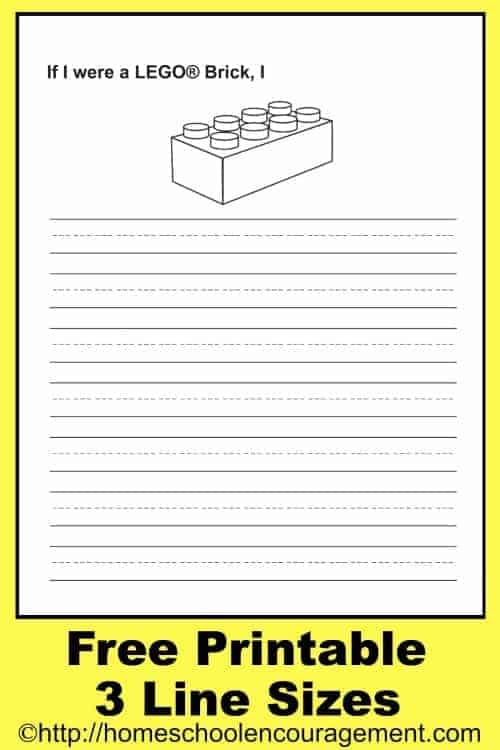 Do you have a Lego fan in your homeschool? Add fun to their writing assignments with this FREE Lego brick writing page. Start them off by letting them write about being a Lego brick. #homeschool #lego 