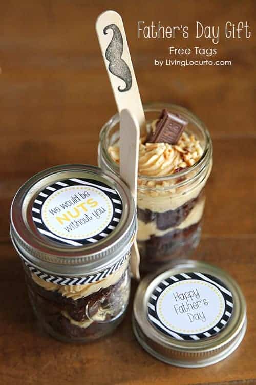 Father's Day Gift Idea! Chocolate Dessert in a Jar with Free Printables by LivingLocurto.com