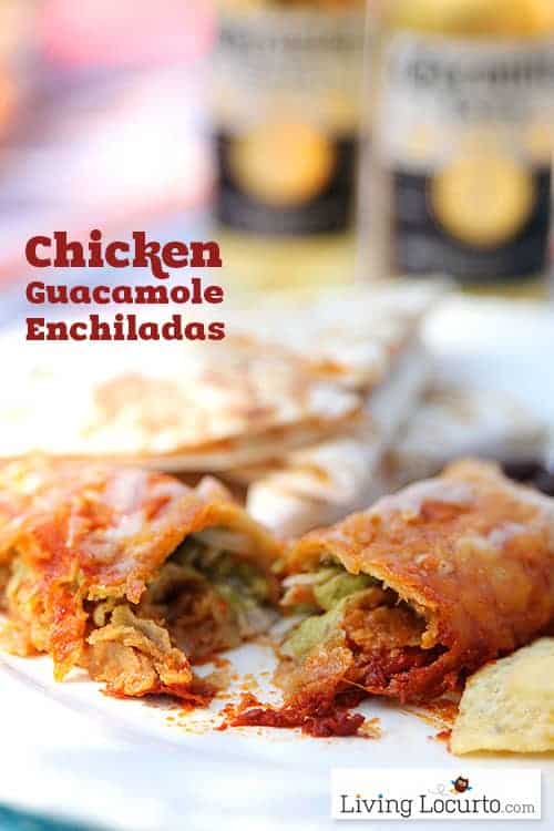 Easy Low Carb Chicken Guacamole Enchiladas! Recipe at LivingLocurto.com