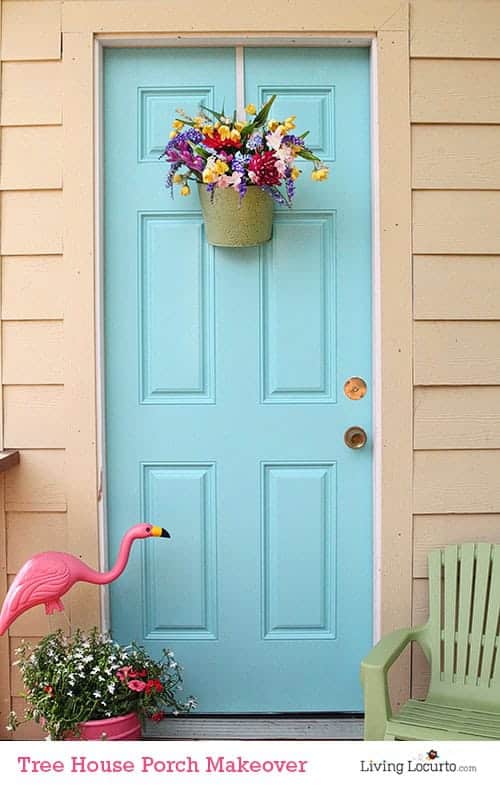 Tree House Porch Makeover. How to Paint an Exterior Door in a few simple steps! LivingLocurto.com