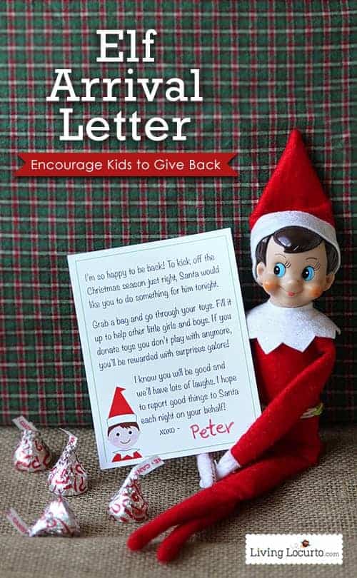 Elf on the Shelf Printable Arrival Letter. A special note from the North Pole that encourages kids to donate toys. Get at livinglocurto.com