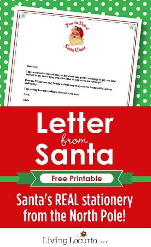 Letter From Santa - Free Printable Stationery from the North Pole! LivingLocurto.com