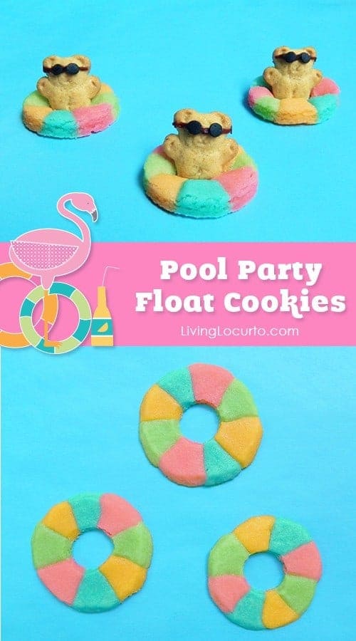 Rainbow Pool Float Cookies with Mini Teddy Grahams