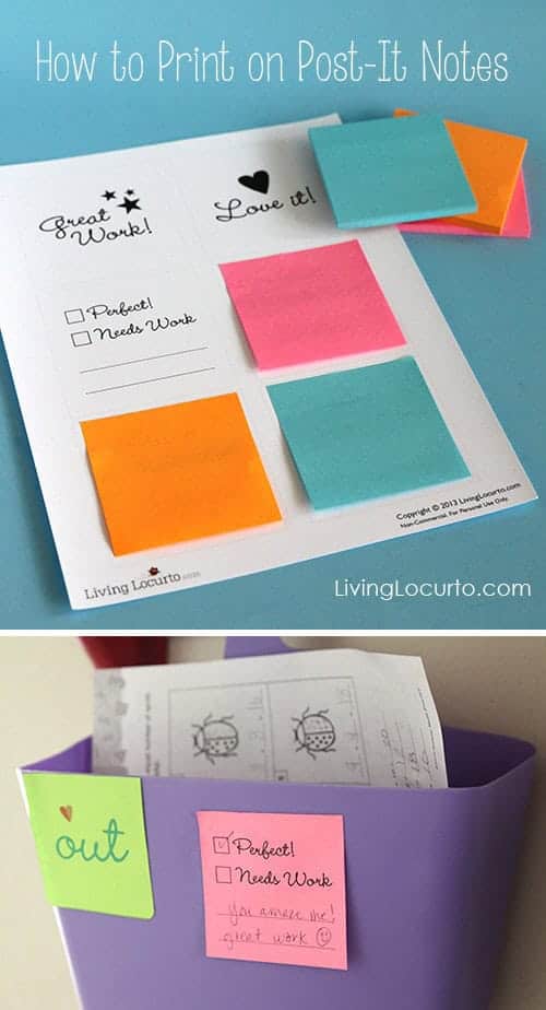 How to Print on Post-It Notes with Cute Free Printables for School Homework. LivingLocurto.com