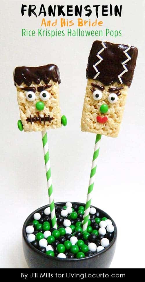 Frankenstein Halloween Rice Krispies Treat Pops