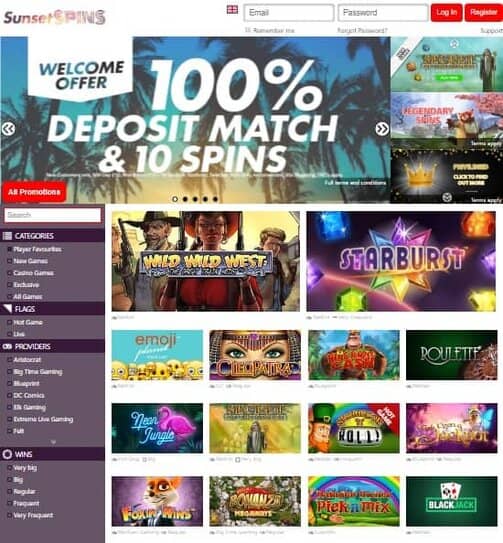 SunsetSpins Casino Review