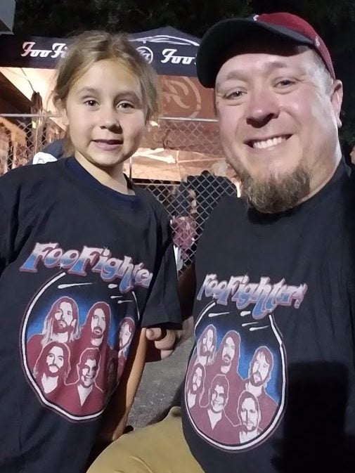 Matching Foo Fighters shirts.