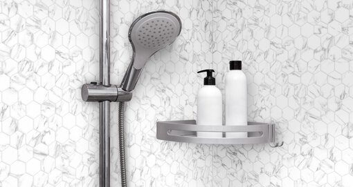 Prestige Recycled Glass Carrara Hexagon Room
