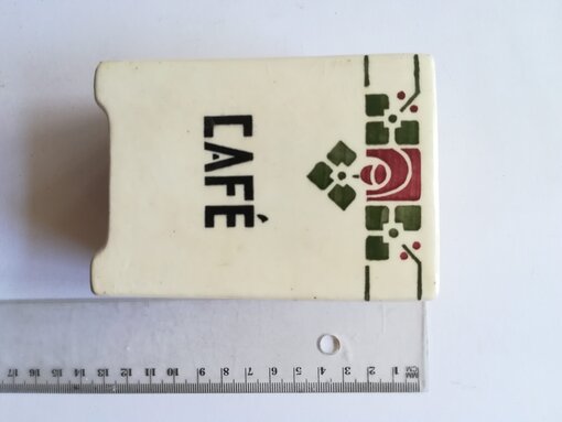 Demi pot à café en faïence vintage / vert et rouge - Active – Image 2