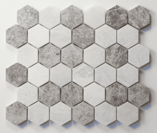 2" Hex Iceberg Polished Marble / Storm