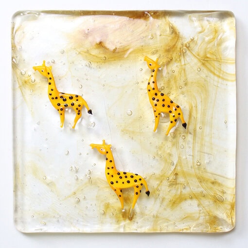 Giraffe pattern Murano Glass Block tile
