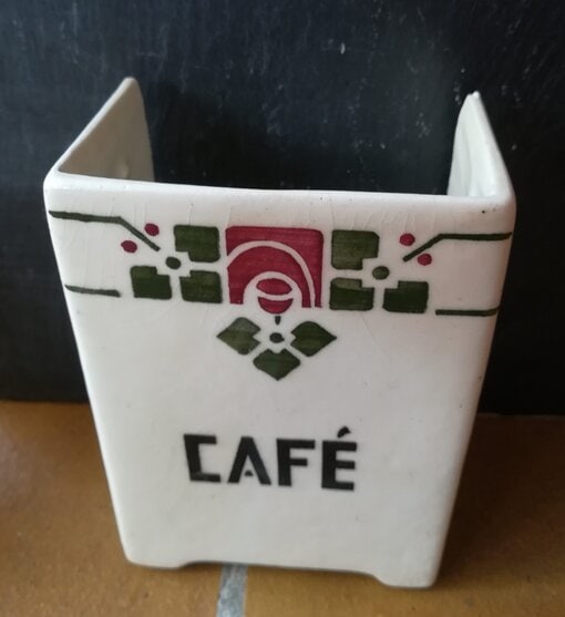 Demi pot à café en faïence vintage / vert et rouge - Active – Image 5