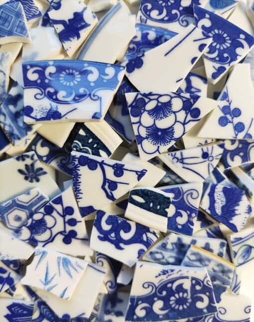Tesselles en porcelaine Japon - blanc et bleu - vrac