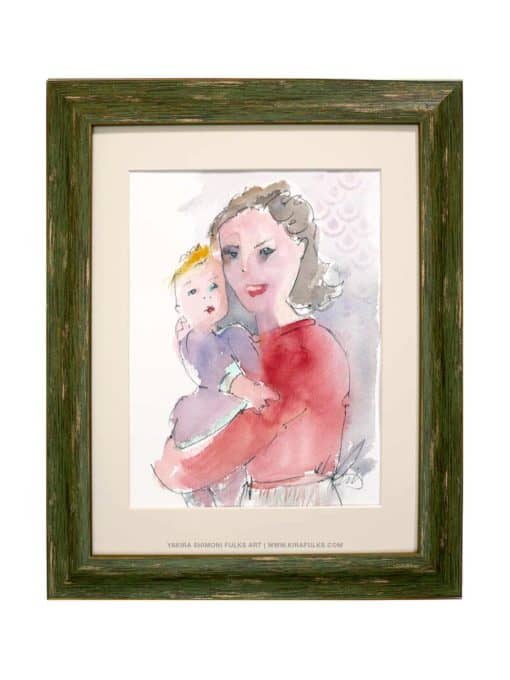 Mother and Child-2-Watercolors ©Yakira Shimoni Fulks—Kira Art and Poetry