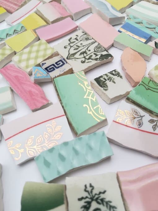 Tesselles d'assiettes en vrac - couleurs pastels - faïences mixtes - 500 grammes – Image 5