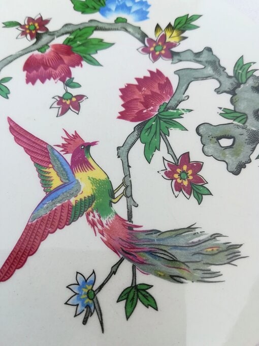 Cabochon,centre d'assiette en faïence K.G Luneville : LE PHOENIX