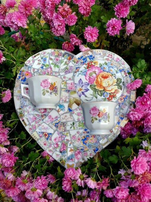 Demi pot à café en faïence vintage / vert et rouge - Active – Image 6