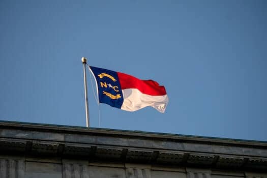 North Carolina State Flag Flying Over a Government Building