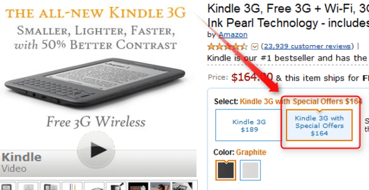 kindle 3g with special offers