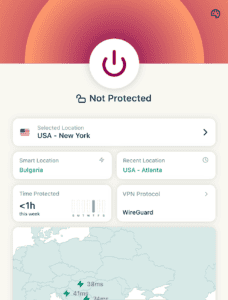 ExpressVPN's main screen.