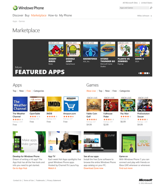 web version of windows phone 7 marketplace