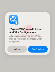 The "Add VPN Configurations" pop-up on Apple devices.