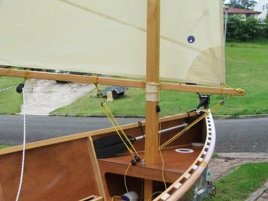 Paulownia framed Goat Island Skiff for massive weight savings. Hull around 100lbs. storerboatplans.com