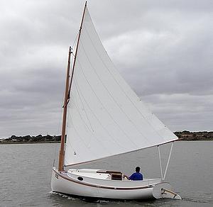 Fenwick Williams Catboat built in Cedar strip: storerboatplans.com